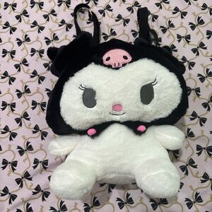 Sanrio Kuromi Plush Backpack in White, Black & Pink